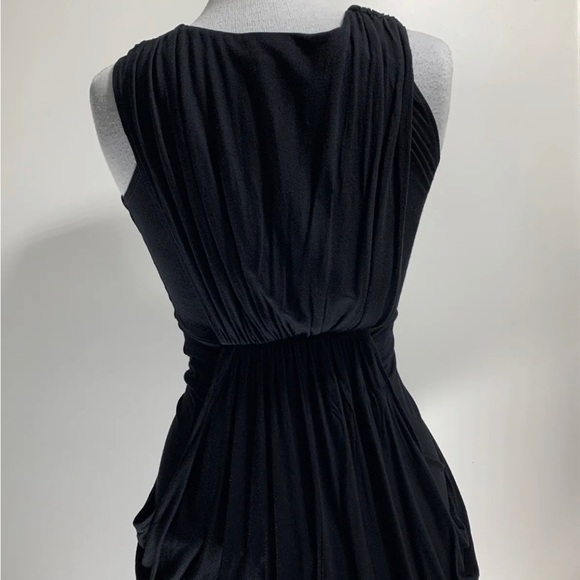 Dorothy Perkins Black Dress Sleeveless Draped Waterfall Knee Length Stretch UK 8 - Picture 5 of 12